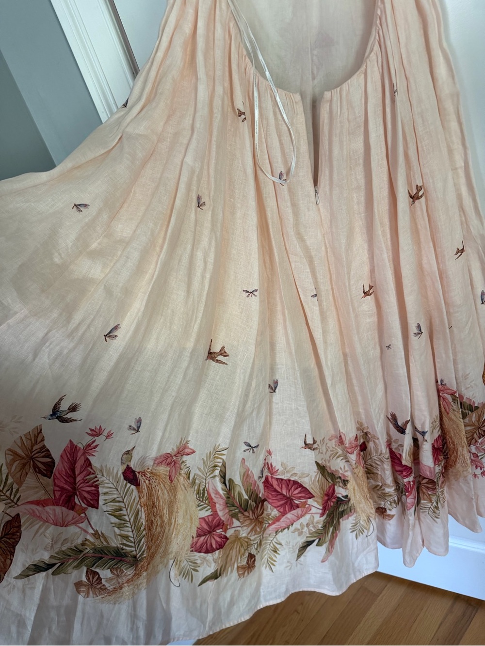 Zimmermann Ascension Twist Front Dress Palm Floral Linen Silk Maxi US 10 NWOT - Picture 5 of 16